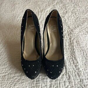 Black Rhinestone 5.5"High Heel 1.5" Hidden Platform Sexy Shoe Women Size 7.5